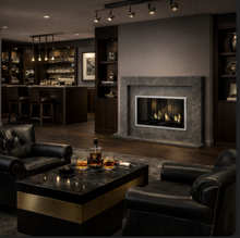 Load image into Gallery viewer, Modern Gray Marble Linear Fireplace Surround – Luxury Contemporary ManCave Fireplac