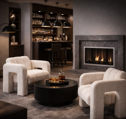 Luxury Bouclé Accent Chair | Modern ManCave Lounge Seating