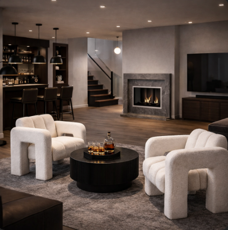 Luxury Bouclé Accent Chair | Modern ManCave Lounge Seating