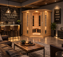 Load image into Gallery viewer, Blisspod | Vienna | Corner Spacious Far Infrared Sauna | Canadian Hemlock Wood | Ultra Low EMF | 12 Heaters | 4-5 Persons