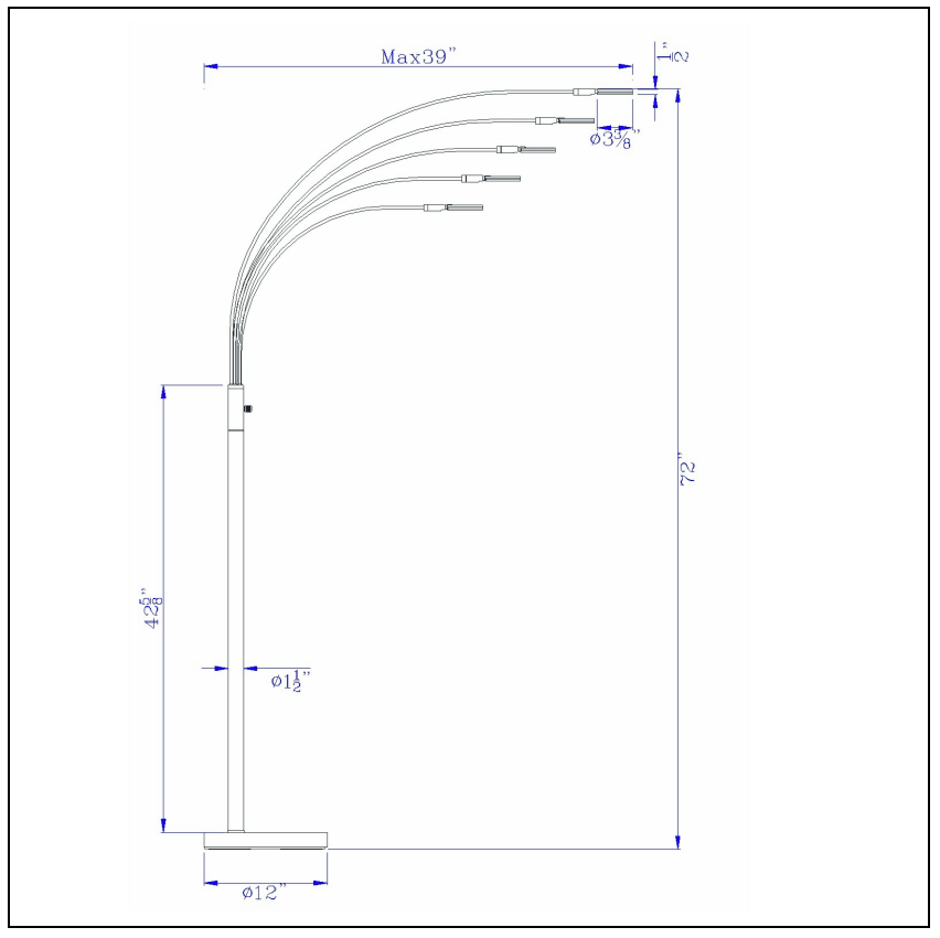 Cal Lighting Cremona 5-Light Integrated LED Arc Floor Lamp - Brushed Steel