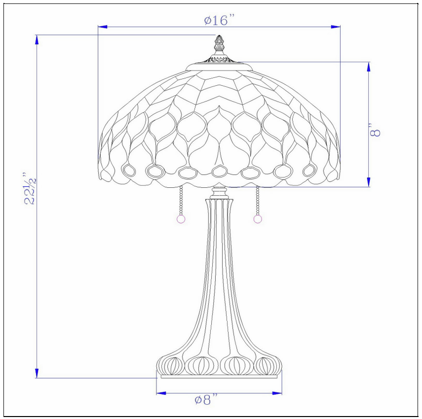 Cal Lighting Tiffany Multicolor Art Glass Table Lamp - Dark Bronze
