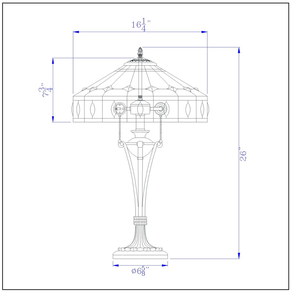 Cal Lighting Tiffany Art Glass Table Lamp - Black