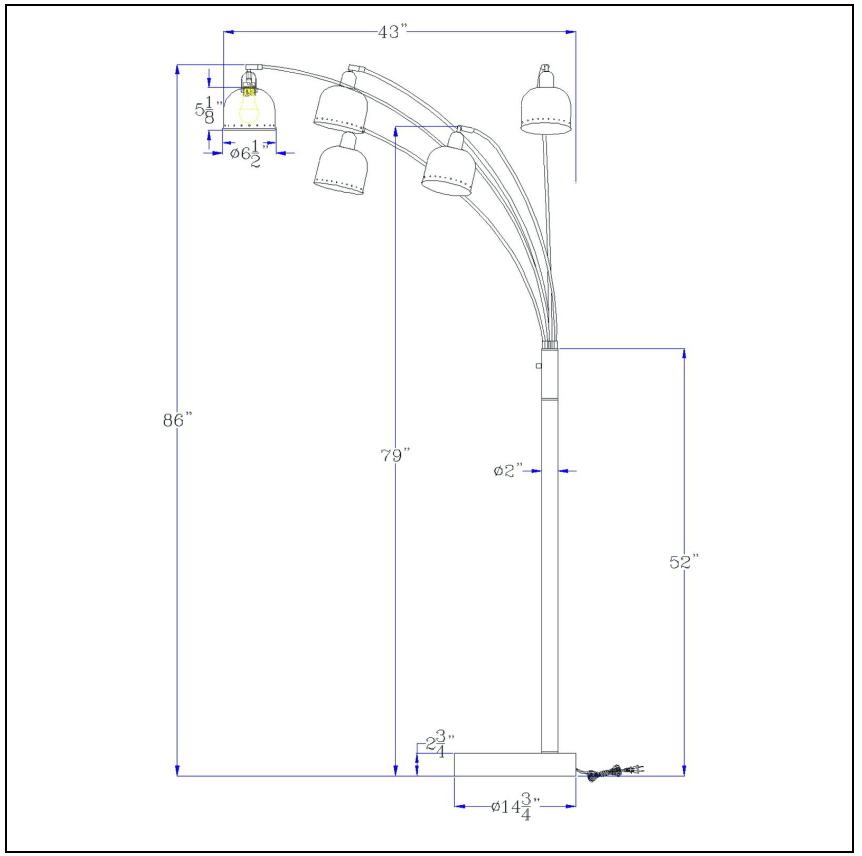 Cal Lighting Ellington 5-Light Arc Floor Lamp - Dark Bronze