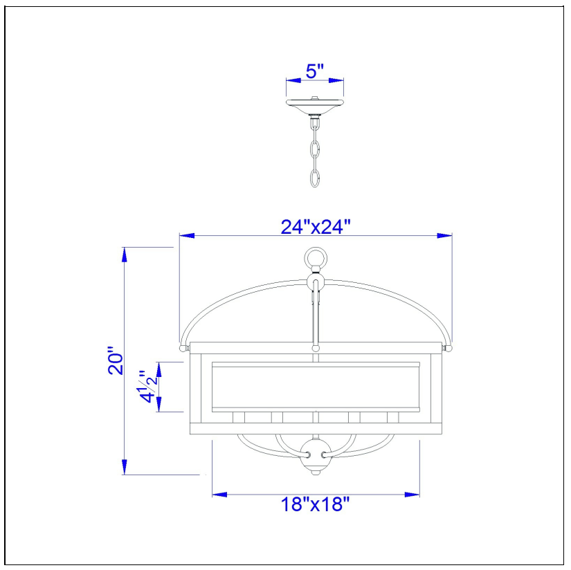 Cal Lighting 6-Light Wood & Metal Square Chandelier