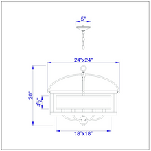 Load image into Gallery viewer, Cal Lighting 6-Light Wood &amp; Metal Square Chandelier