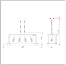 Load image into Gallery viewer, Antonio 4-Light Wood &amp; Black Linear Chandelier