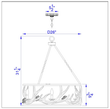 Load image into Gallery viewer, Antler 6-Light Chandelier in Rust Finish