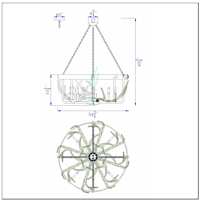 Cal Lighting Angelo 8-Light Antler Chandelier