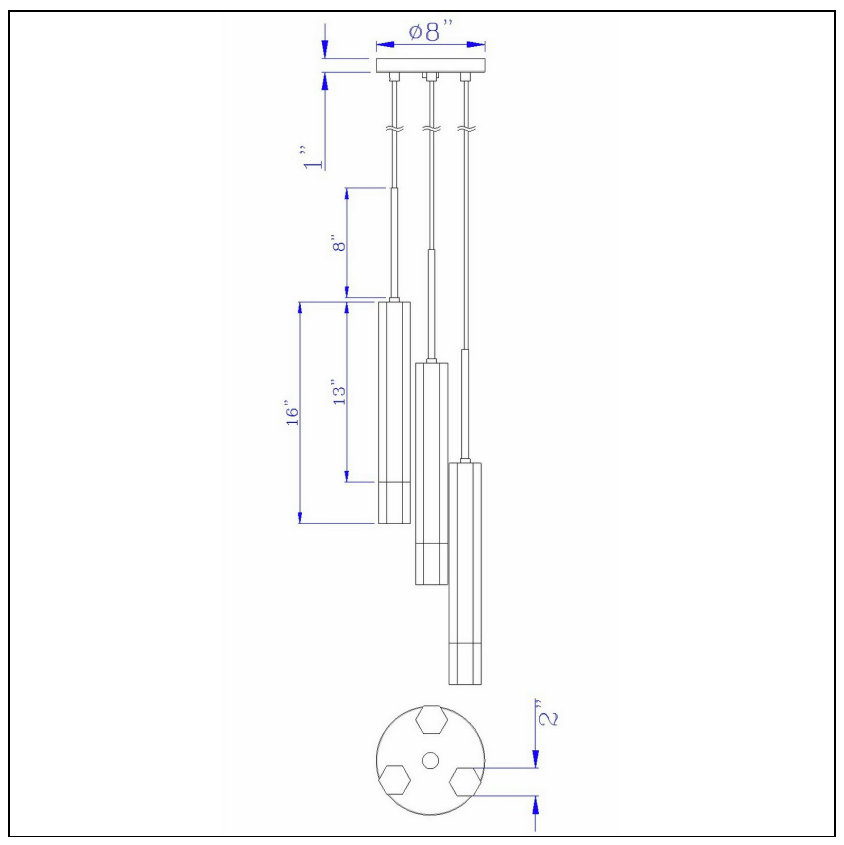 Cal Lighting Troy 3-Light Integrated LED Pendant