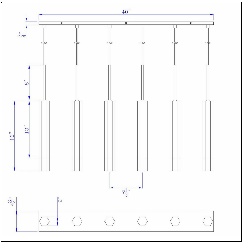 Cal Lighting Troy 6-Light Integrated LED Island Pendant - Gun Metal