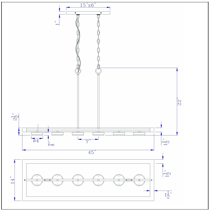 Cal Lighting Kelso 6-Light Dimmable Integrated LED Island Chandelier - Light Oak