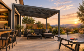 [10X12FT] Modern Louvered Aluminum Pergola With Sloped Roof