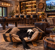 Load image into Gallery viewer, Whiskey Barrel Dog Bed- Josie approved!