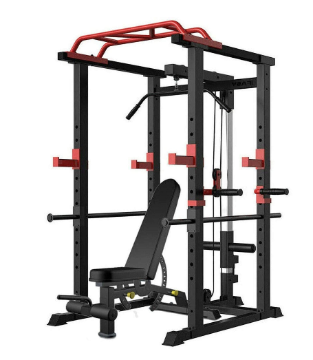 1000 lb Multifunctional Power Cage Squat Rack with Weight Bench