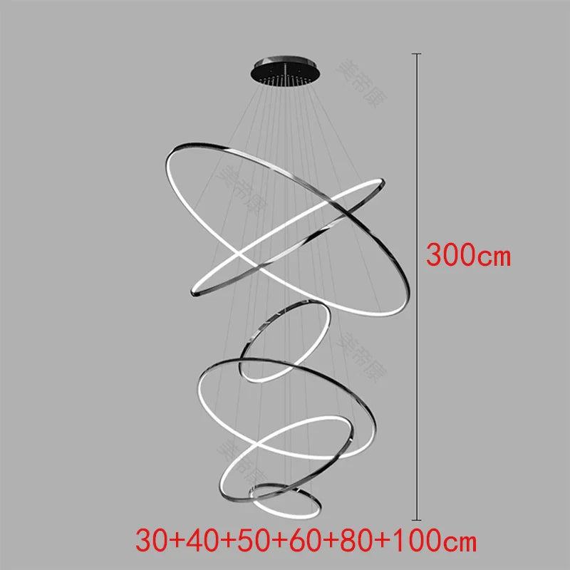Joesee Modern Multi-Ring LED Pendant Light – Dimmable