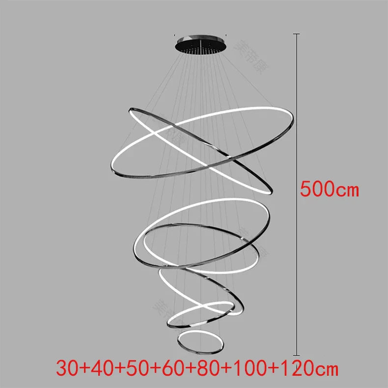 Joesee Modern Multi-Ring LED Pendant Light – Dimmable