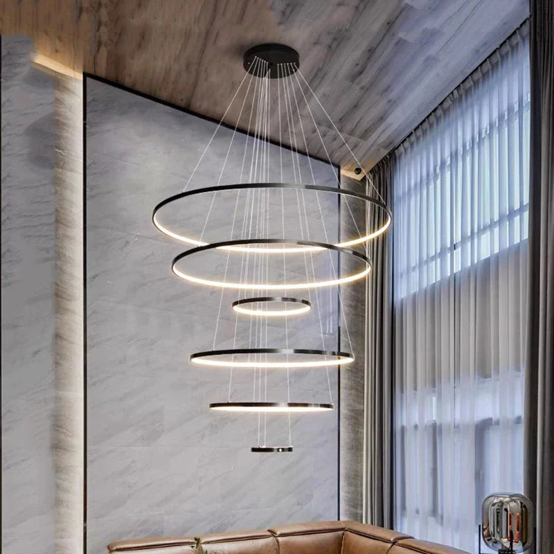 Joesee Modern Multi-Ring LED Pendant Light – Dimmable