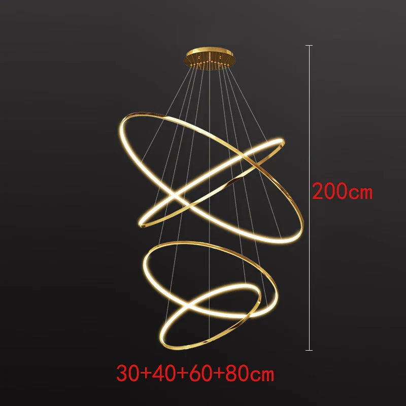 Joesee Modern Multi-Ring LED Pendant Light – Dimmable