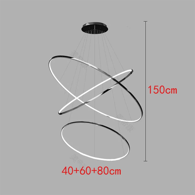 Joesee Modern Multi-Ring LED Pendant Light – Dimmable
