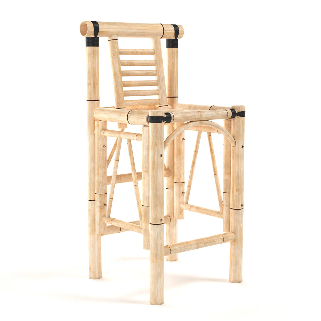 Bamboo Tiki Bar Stool Set of 2 – Natural Kiln-Dried Bamboo