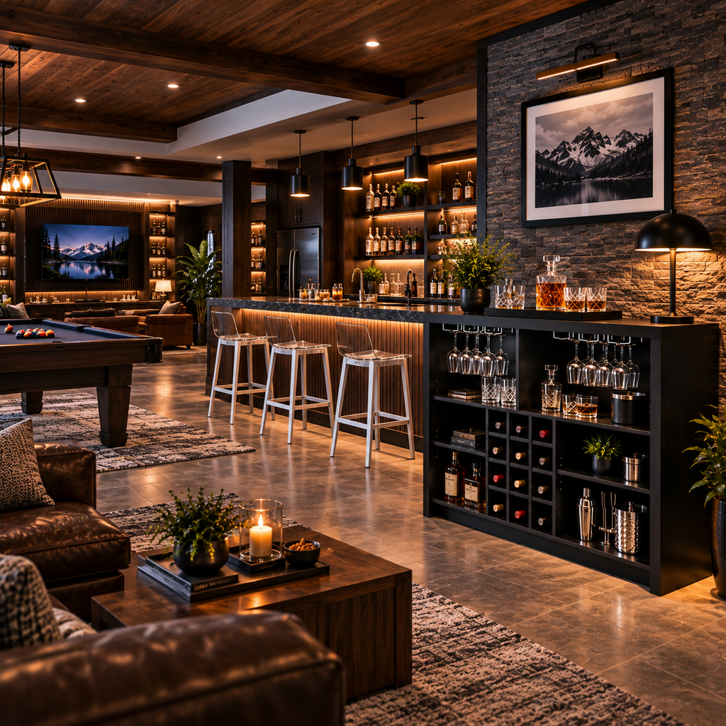 Topanga Engineered Wood Freestanding Home Bar Black