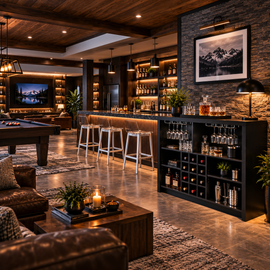 Topanga Engineered Wood Freestanding Home Bar Black