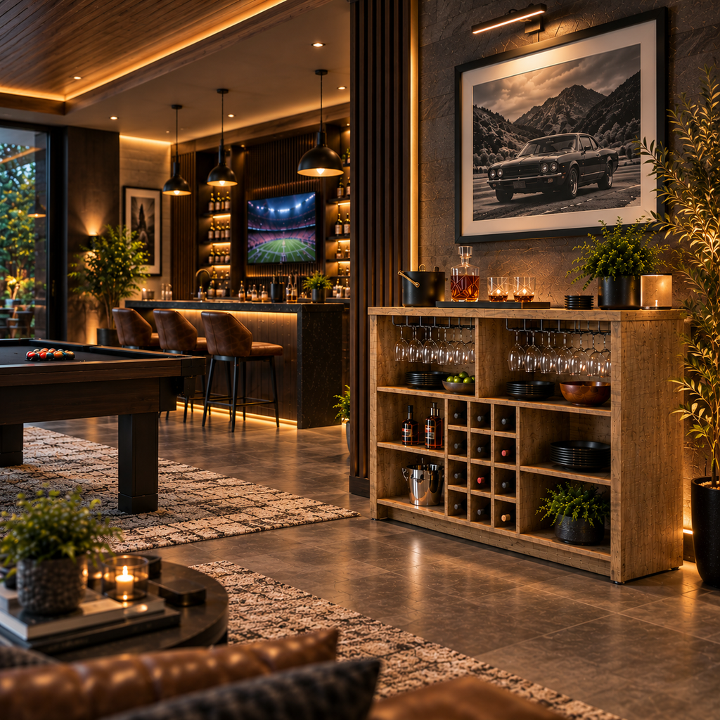 Topanga Engineered Wood Freestanding Home Bar – Mango
