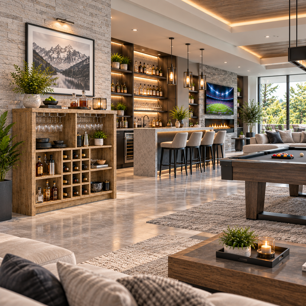 Topanga Engineered Wood Freestanding Home Bar – Mango