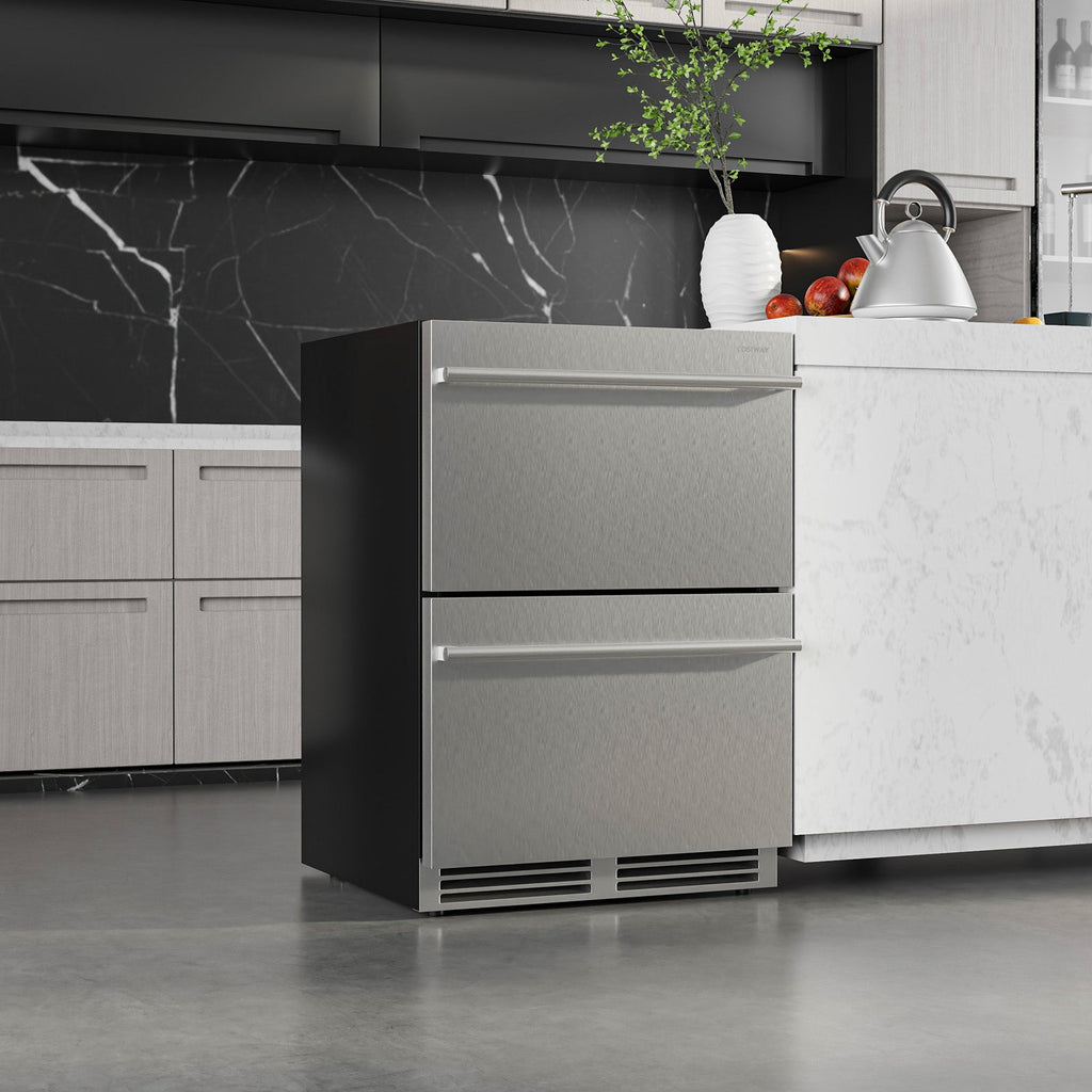 24 Inch Dual Drawer Beverage Refrigerator | Built-In Under Counter Fridge