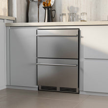 Load image into Gallery viewer, 24 Inch Dual Drawer Beverage Refrigerator | Built-In Under Counter Fridge