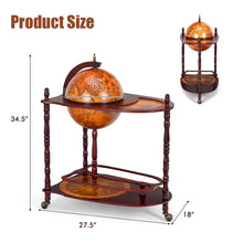 Load image into Gallery viewer, Vintage Globe Bar Cart – Antique World Map Liquor Cabinet with Storage Shelf