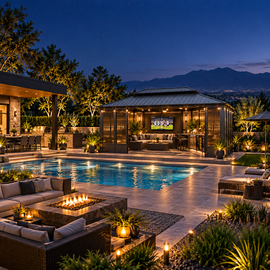 Vista Outdoor Aluminum Hardtop Solarium with Double Roof & LED Lights