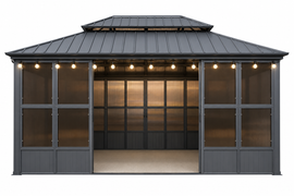 Vista Outdoor Aluminum Hardtop Solarium with Double Roof & LED Lights