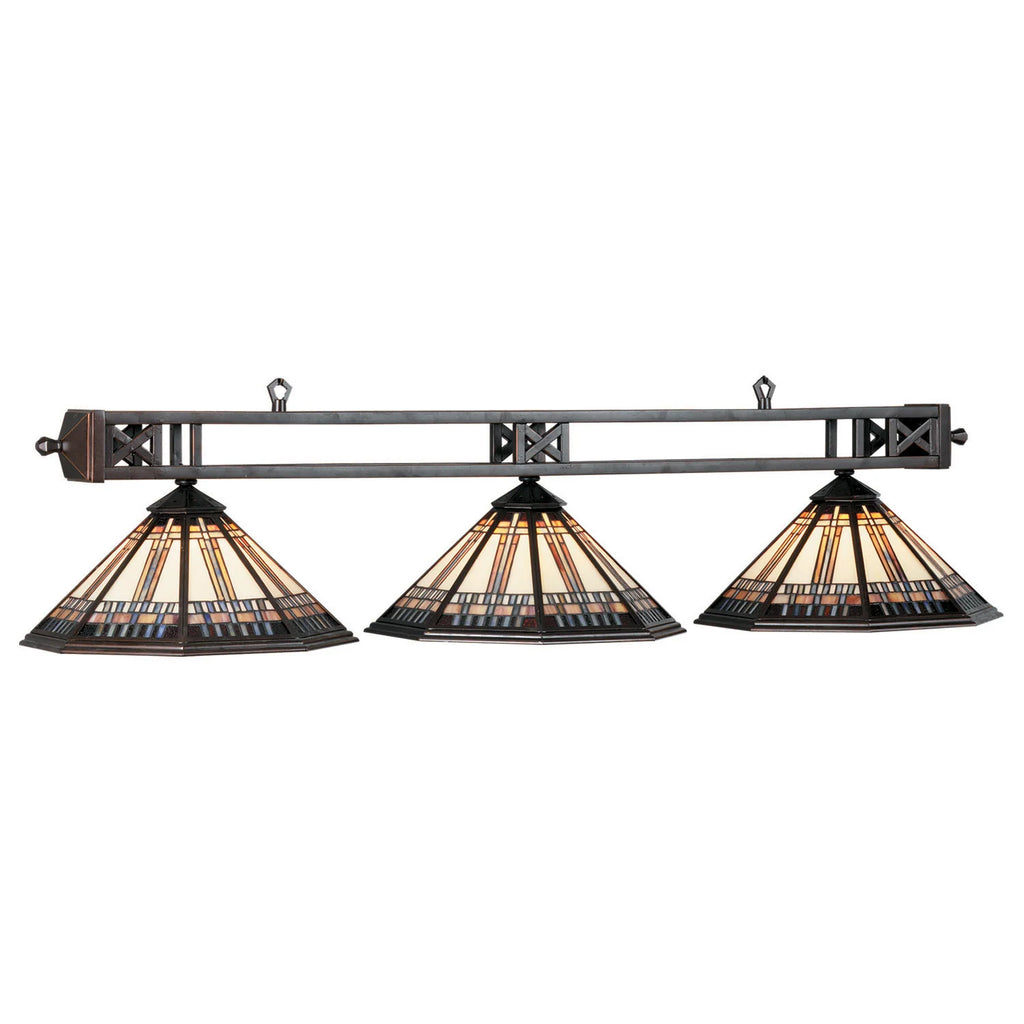 RAM Game Room Winslow 54-Inch 3-Shade Stained Glass Billiard Light