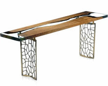Load image into Gallery viewer, Walnut wood and resin sofa &amp; entry table | Voronoi collection