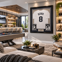 Load image into Gallery viewer, Yogi Berra Signed New York Yankees Jersey – 35 x 39 Inch Framed Display with JSA COA