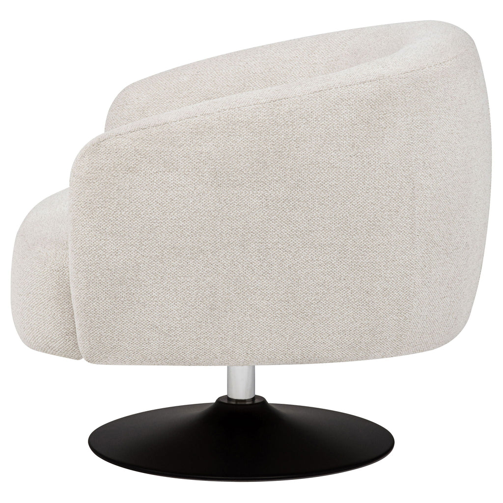 Dave Upholstered Barrel Back Swivel Club Chair – Beige