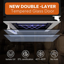 Load image into Gallery viewer, 15 Inch Wine Fridge, 28 Bottle Dual Zone Wine Cooler Refrigerator with Glass Door for Home/Office, Built-In &amp; Freestanding