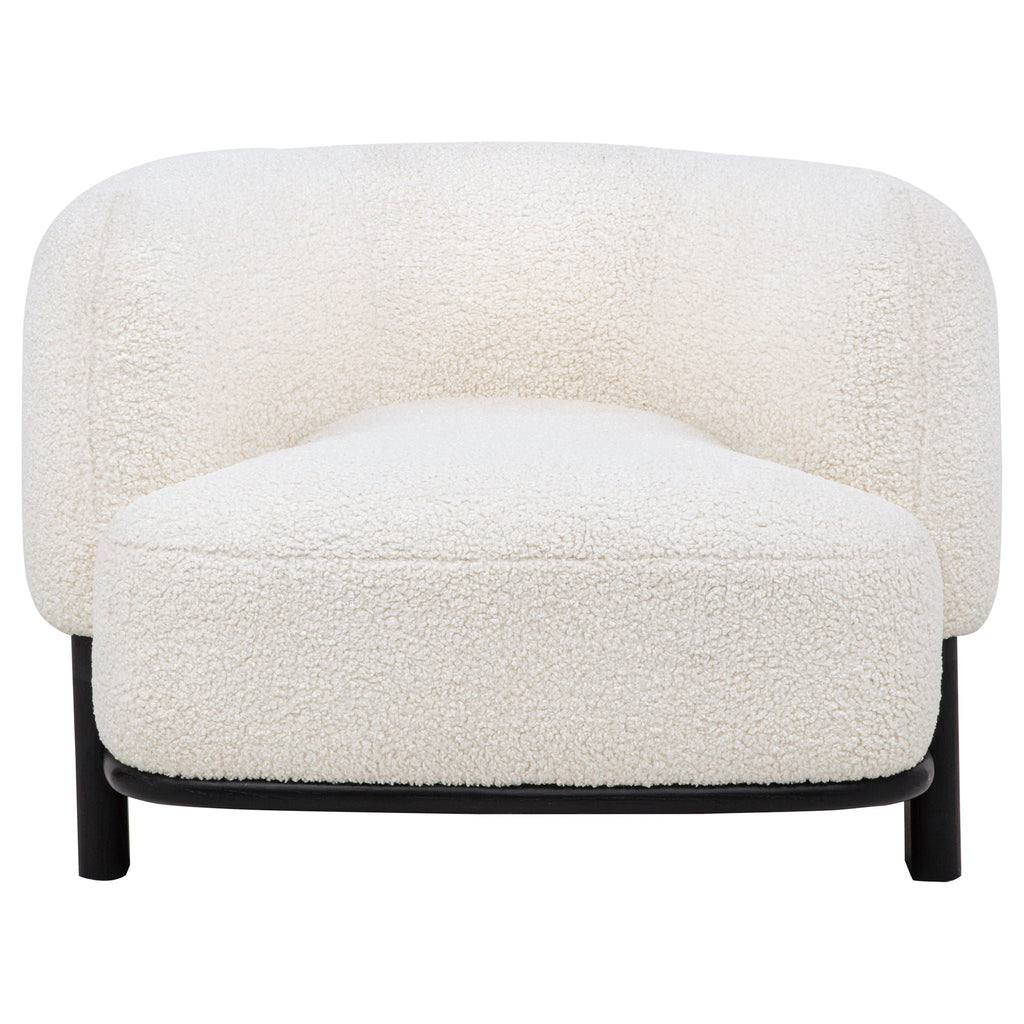 Lawler Bouclé Barrel Back Accent Chair – Ivory & Black