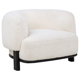 Lawler Bouclé Barrel Back Accent Chair – Ivory & Black