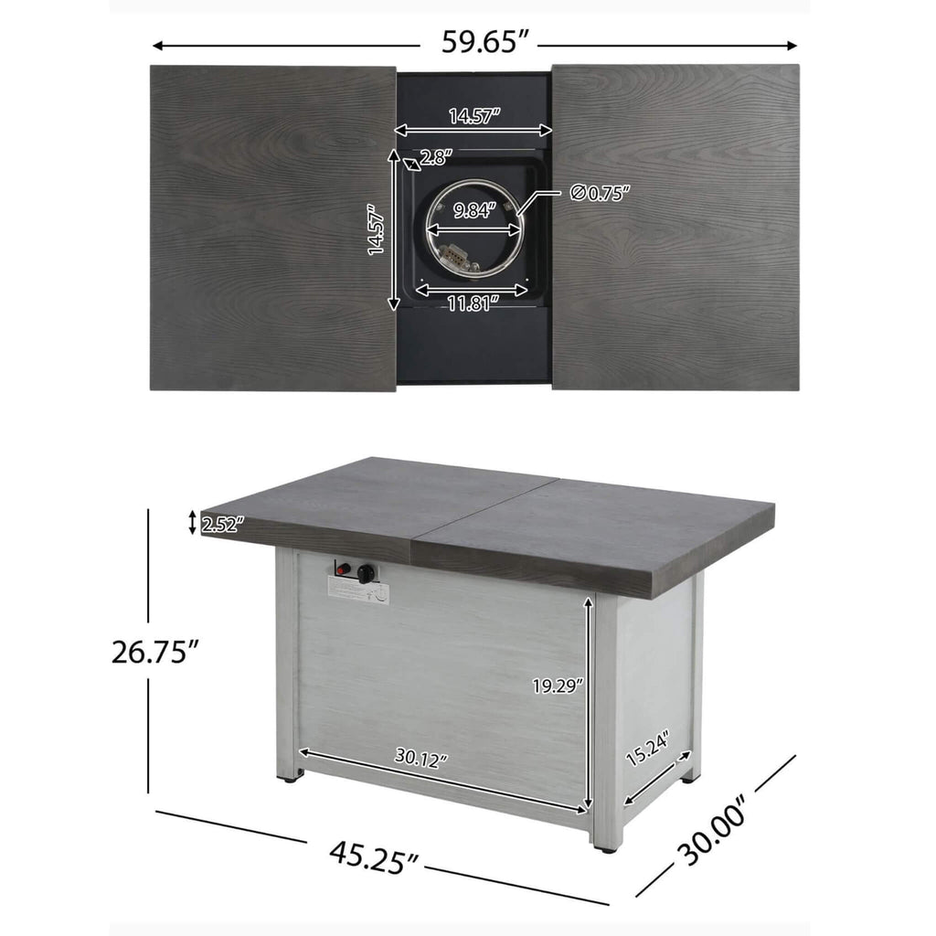 50K BTU Extendable Aluminum Outdoor Fire Pit Table