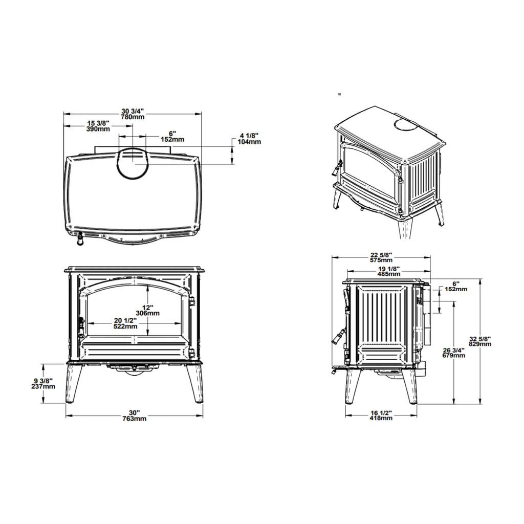 Amantii Lynwood W76 Cast Iron Wood-Burning Stove