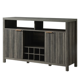 Bar Cabinet with Wine Rack, Wine Bar Buffet Cabinet with Storage, Liquor Bar Buffet Sideboard, Midnight Oak