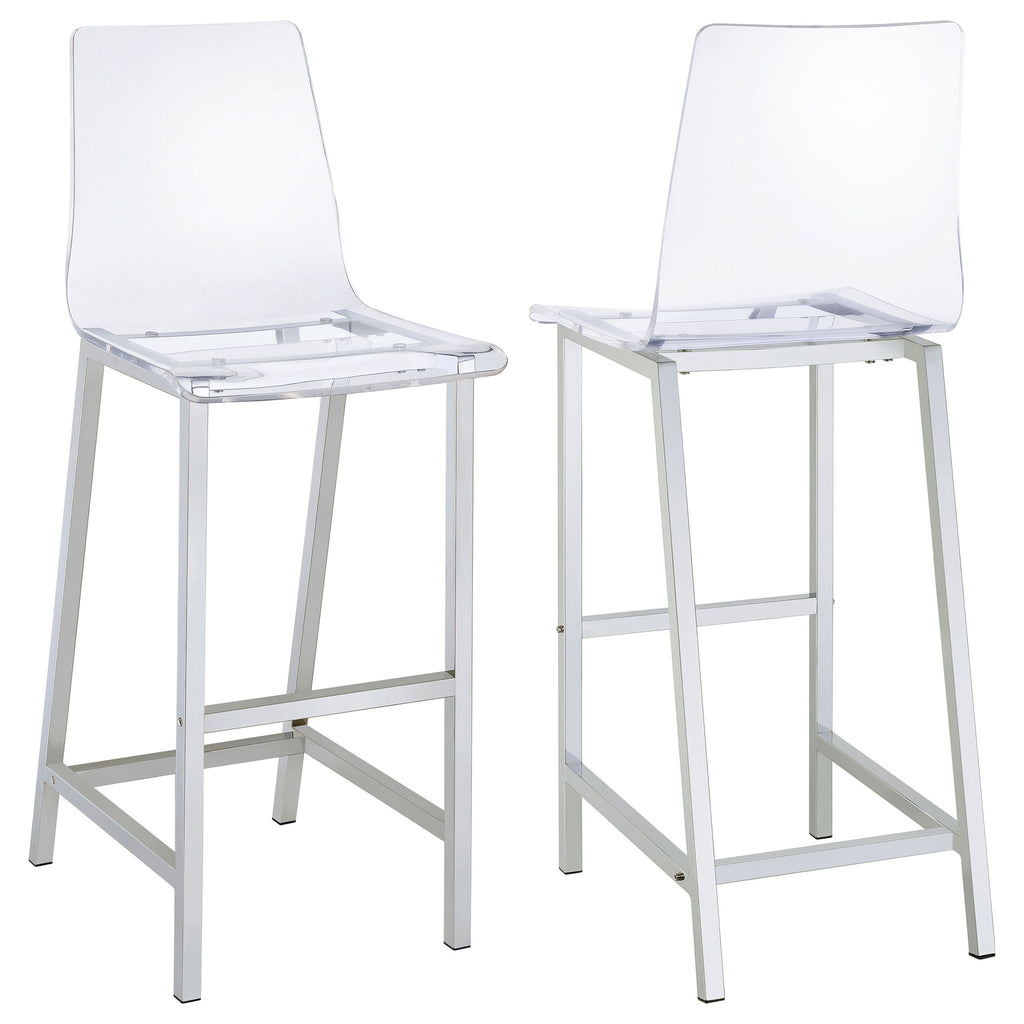 Juelia Clear Acrylic & Chrome Bar Chairs – Set of 2
