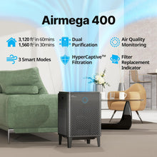 Load image into Gallery viewer, Air Purifier for Home Large Room up to 3,120Ft², Washable Pre-Filter and HEPA Filter for Smoke, Allergies, Pet Dander, Odor, AQI, Auto &amp; Sleep Mode, Timer, 5Yr Warranty, Airmega 400(G)