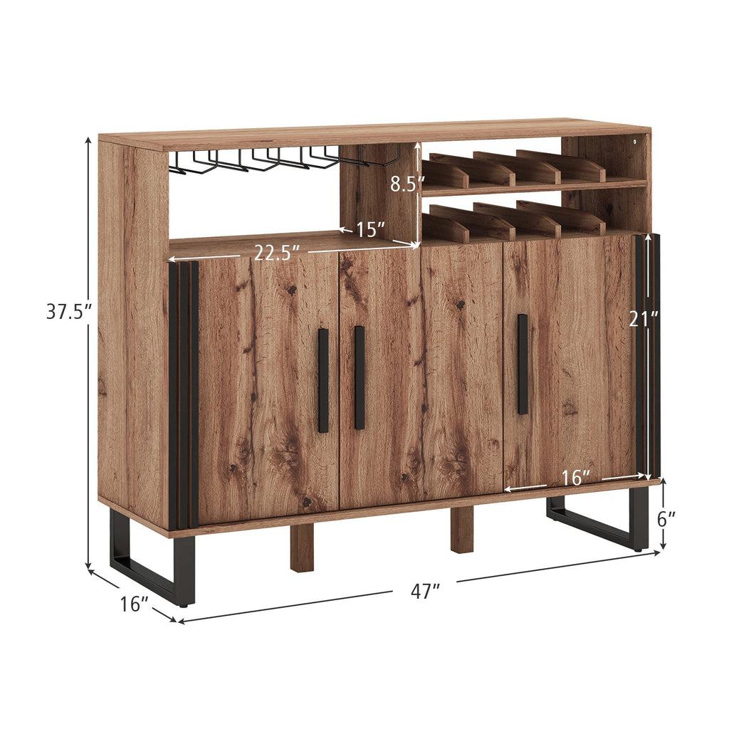 Luxury Modern Bar Cabinet with Wine Rack & Glass Holder Storage