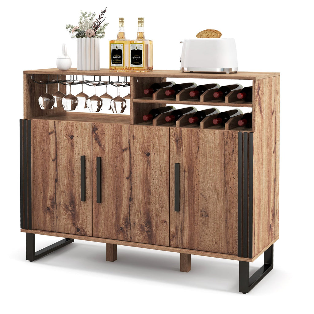Luxury Modern Bar Cabinet with Wine Rack & Glass Holder Storage
