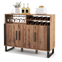 Load image into Gallery viewer, Luxury Modern Bar Cabinet with Wine Rack &amp; Glass Holder Storage