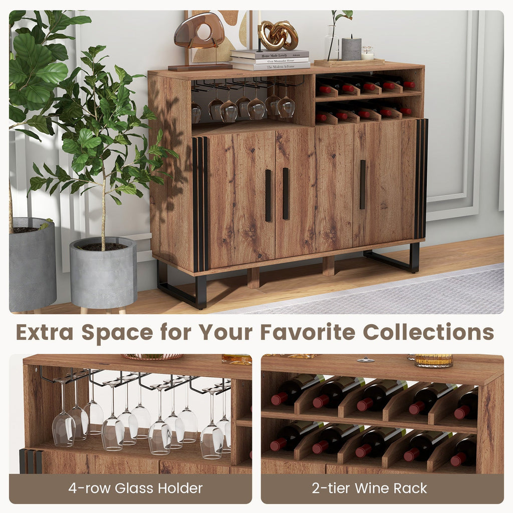 Luxury Modern Bar Cabinet with Wine Rack & Glass Holder Storage